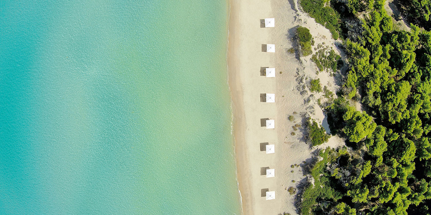 birds eye view beach sani greece 02