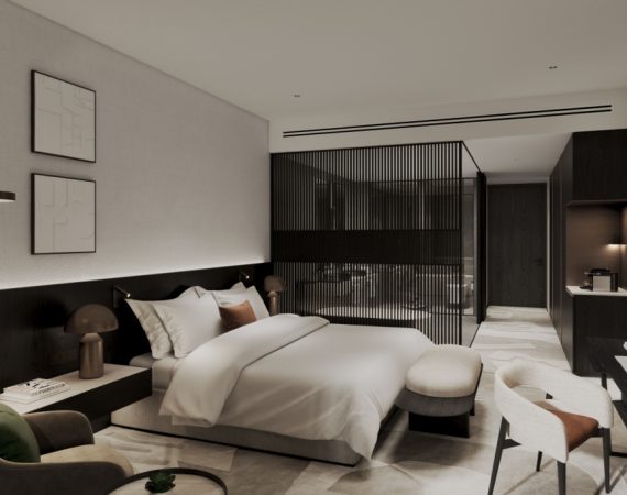 Anantara Sharjah Resort guest bedroom rendering