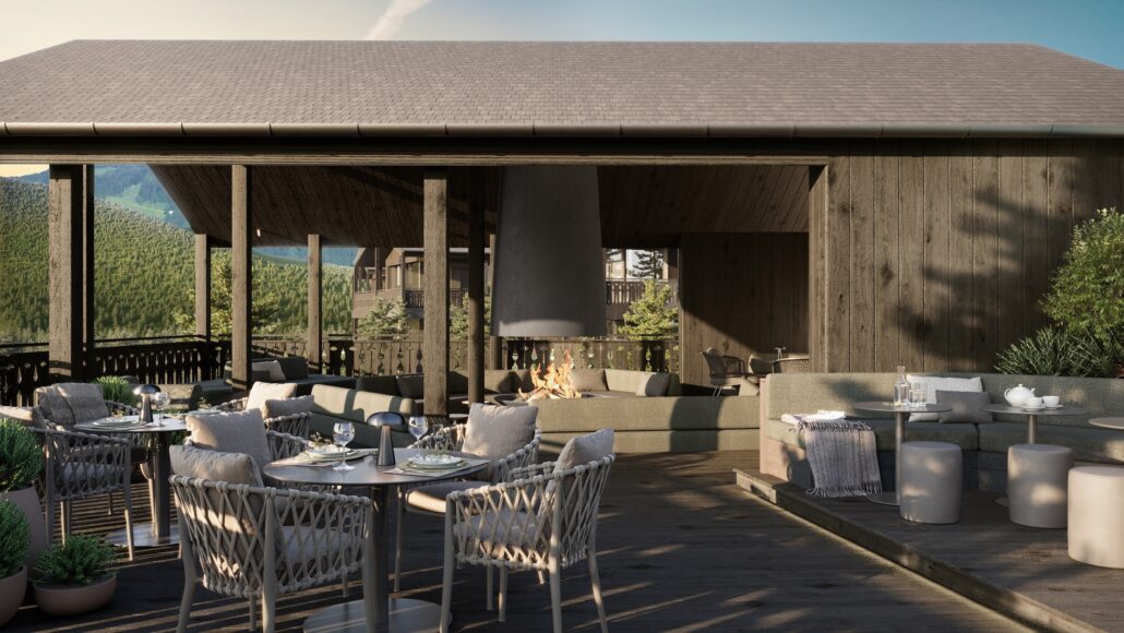 Terrassen-Feuerlounge ©Amonti Chalets