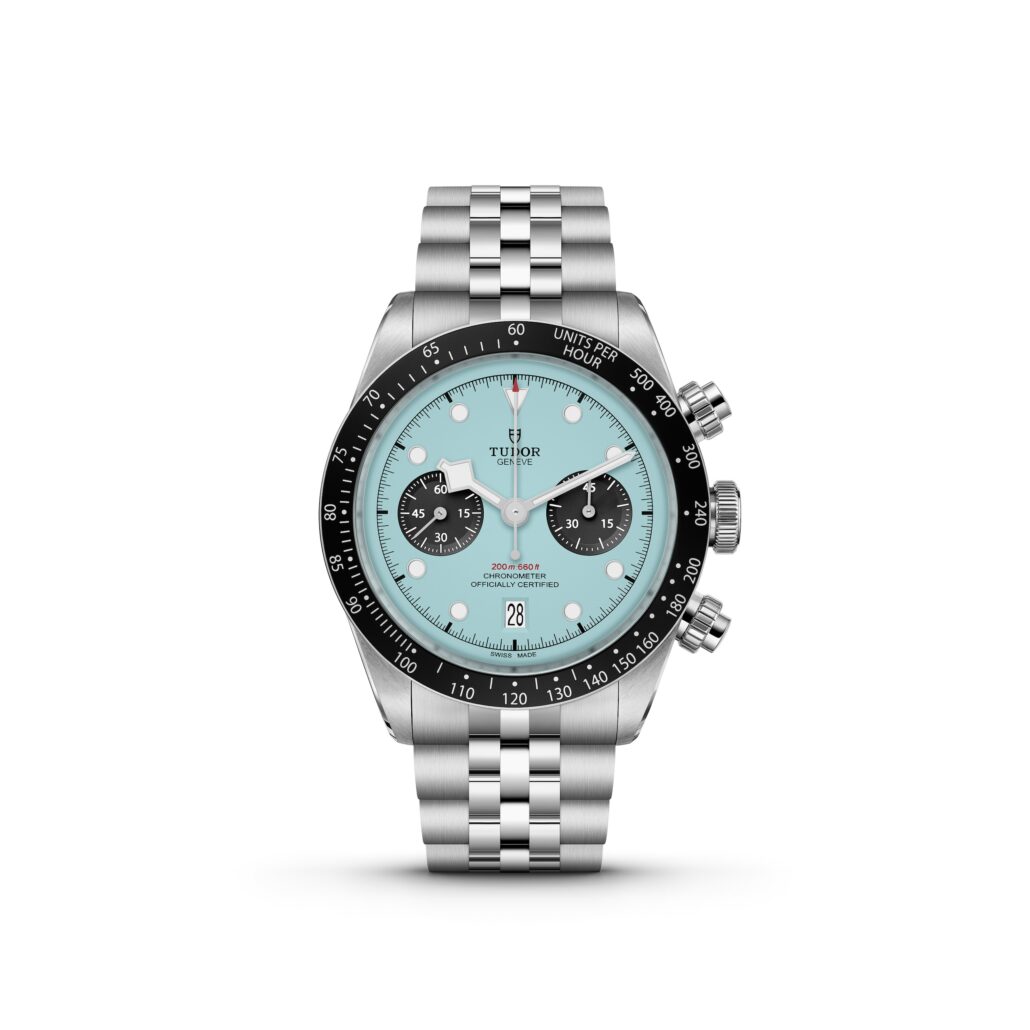 TUDOR NP25 Black Bay Flamingo Blue upright white