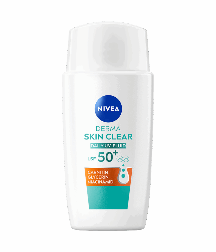 NIVEA DermaSkinClear DailyUV Fluid bottle front
