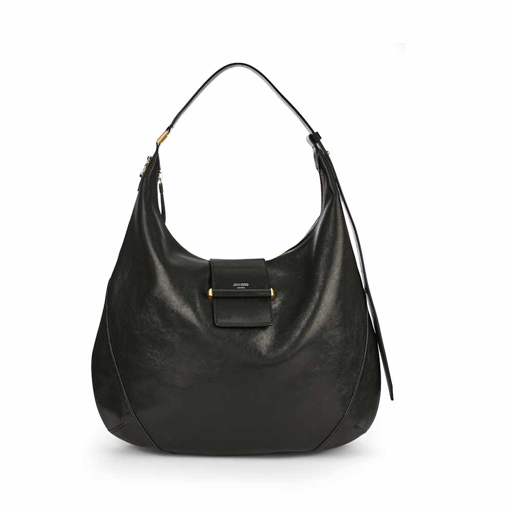 BAR HOBO M BKL BIKER LEATHER BLACK SHINY GOLD
