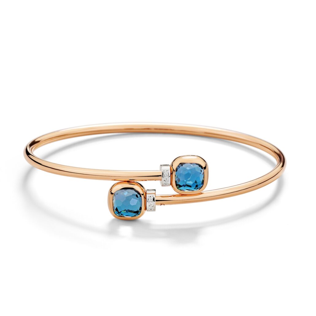 NUDO Mini bracelet in rose gold with diamonds and London blue topaz by Pomellato 2 1