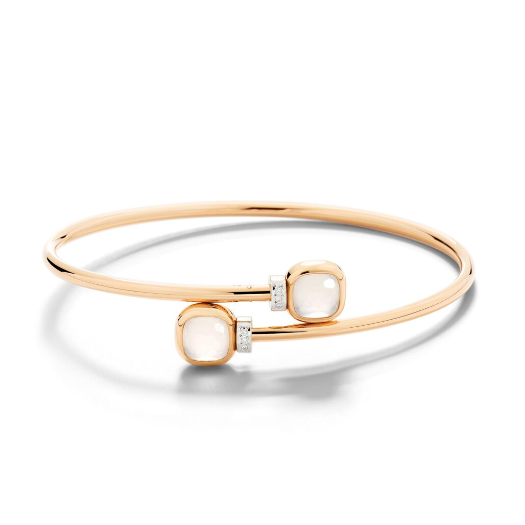 NUDO Mini bracelet in rose gold with diamonds and milky quartz by Pomellato 2 1