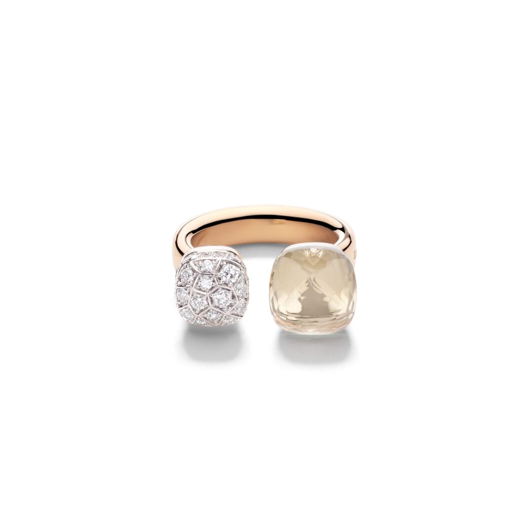 NUDO ring in rose gold with diamonds and white topaz by Pomellato 1