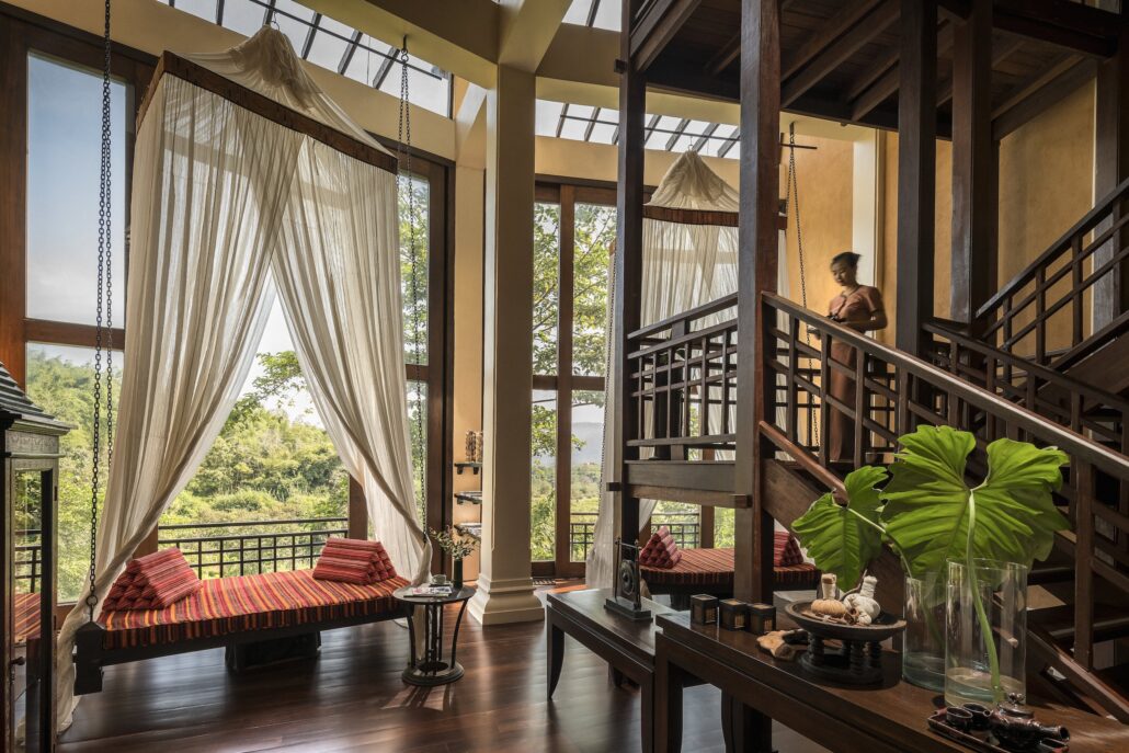 Anantara Golden Triangle Elephant Camp And Resort Spa Anantara Spa Reception Team Member Walking Down The Stairs 1