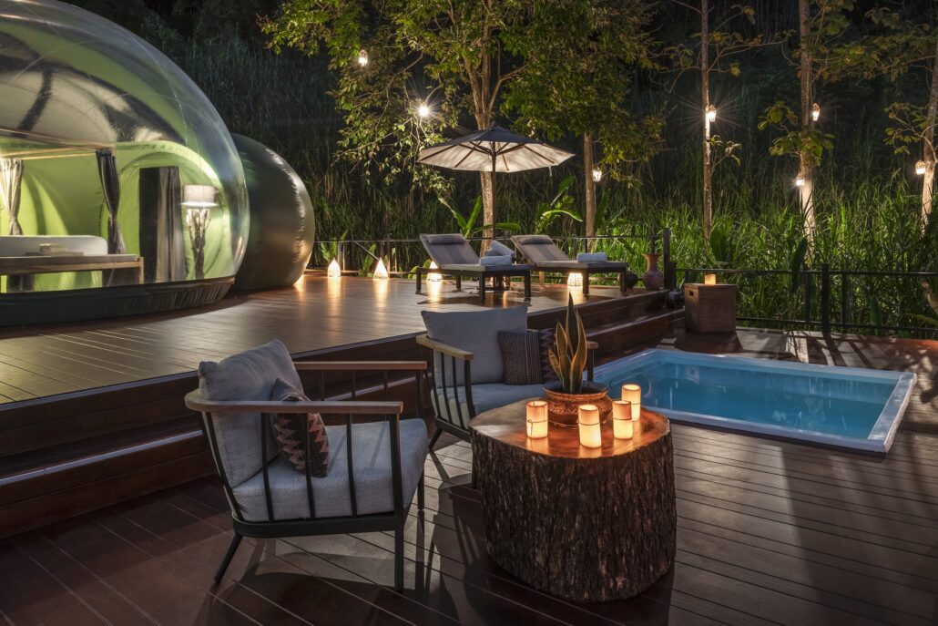Anantara Golden Triangle Jungle Bubble Night View