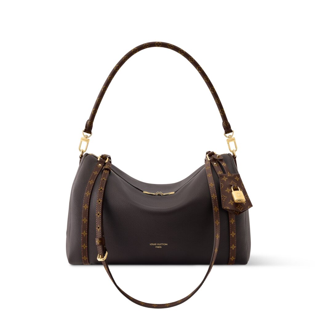 EXPRESS BAG MM IN ACAJOU GRAINED CALF LEATHER WITH MONOGRAM JACQUARD LINING
