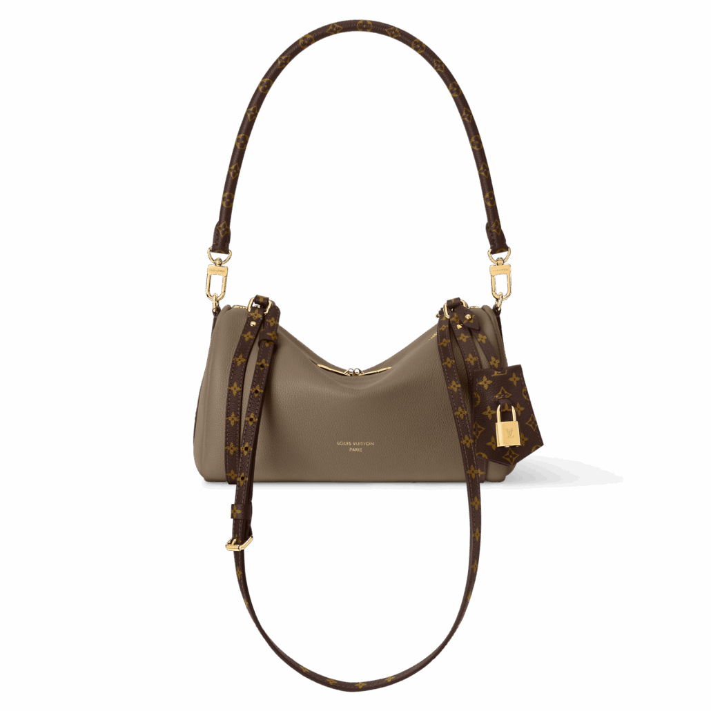 EXPRESS BAG PM IN SMOKE GRAINED CALF LEATHER WITH MONOGRAM JACQUARD LINING