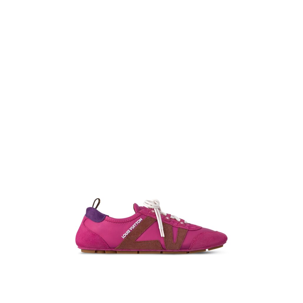 FUCHSIA NAPPA SUEDE LV SNEAKERINA Side view