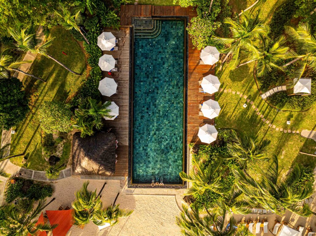 Hilton Mauritius Aerial Infinity Pool Front View