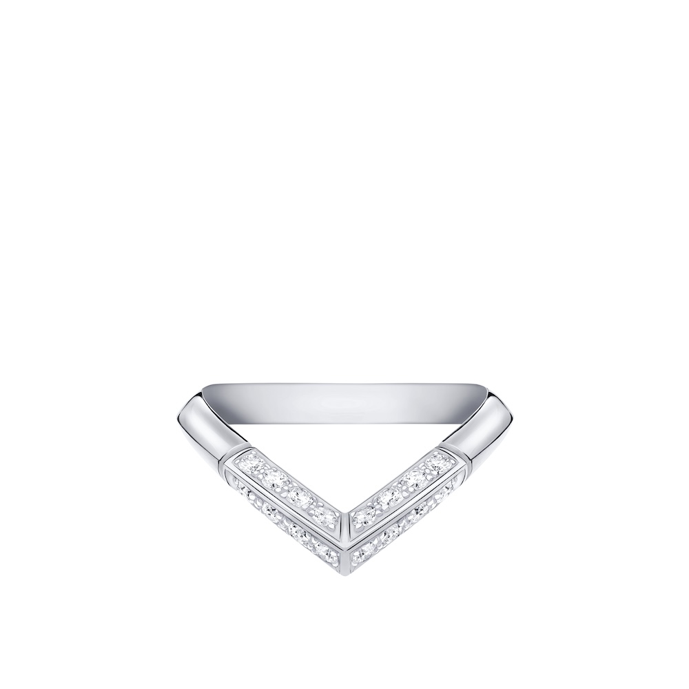 LOUIS VUITTON LV DIAMONDS BAGUE V PAVEE PLATINE