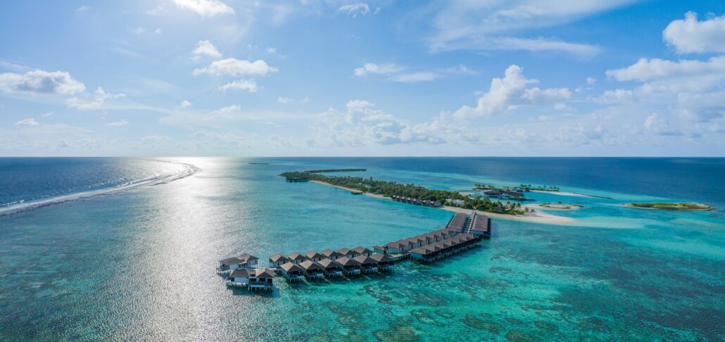 Le Meridien Maldives Resort Spa Overwater Villas Aerial Shot