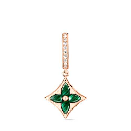 COLOR BLOSSOM EARRINGS IN MALACHITE AND ROSE GOLD. LOUIS VUITTON FINE JEWELRY