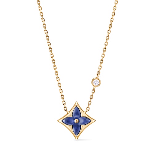 COLOR BLOSSOM PENDANT IN YELLOW GOLD SODALITE AND DIAMOND. LOUIS VUITTON FINE JEWELRY