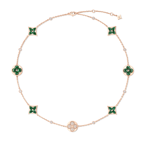 COLOR BLOSSOM SHORT NECKLACE IN MALACHITE AND ROSE GOLD. LOUIS VUITTON FINE JEWELRY