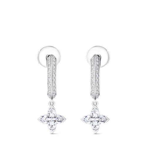 LV DIAMONDS HOOPS. LOUIS VUITTON FINE JEWELRY. FRONT