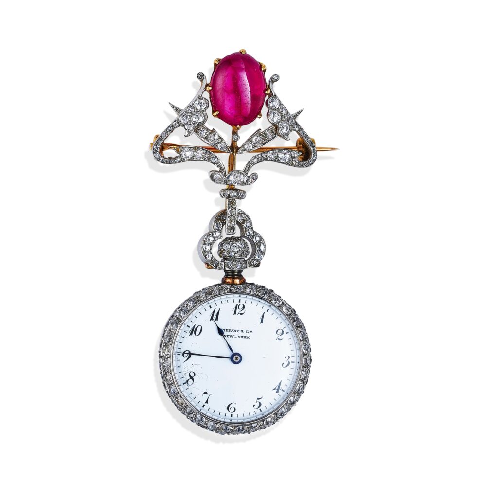 Lapel Watch 1880 1893 With Rubies @The Tiffany Archives