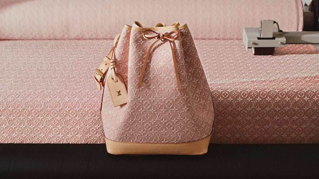Noe Monogram Embleme Rose Ruban on jacquard yardage