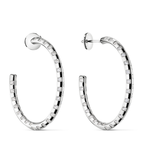 LE DAMIER DE LOUIS VUITTON EARRINGS IN WHITE GOLD AND DIAMONDS. LOUIS VUITTON FINE JEWELRY