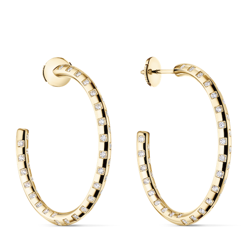 LE DAMIER DE LOUIS VUITTON EARRINGS IN YELLOW GOLD AND DIAMONDS. LOUIS VUITTON FINE JEWELRY