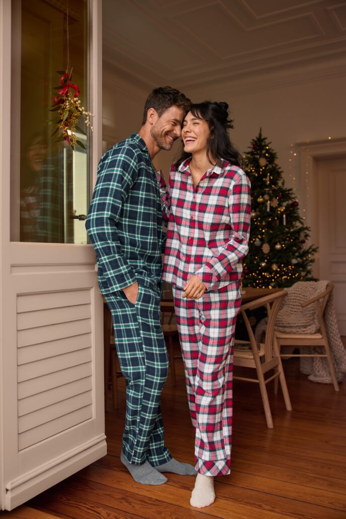 Tchibo 156821 Flanell Pyjama Set Bordeaux weiss 2 KW47 26 1