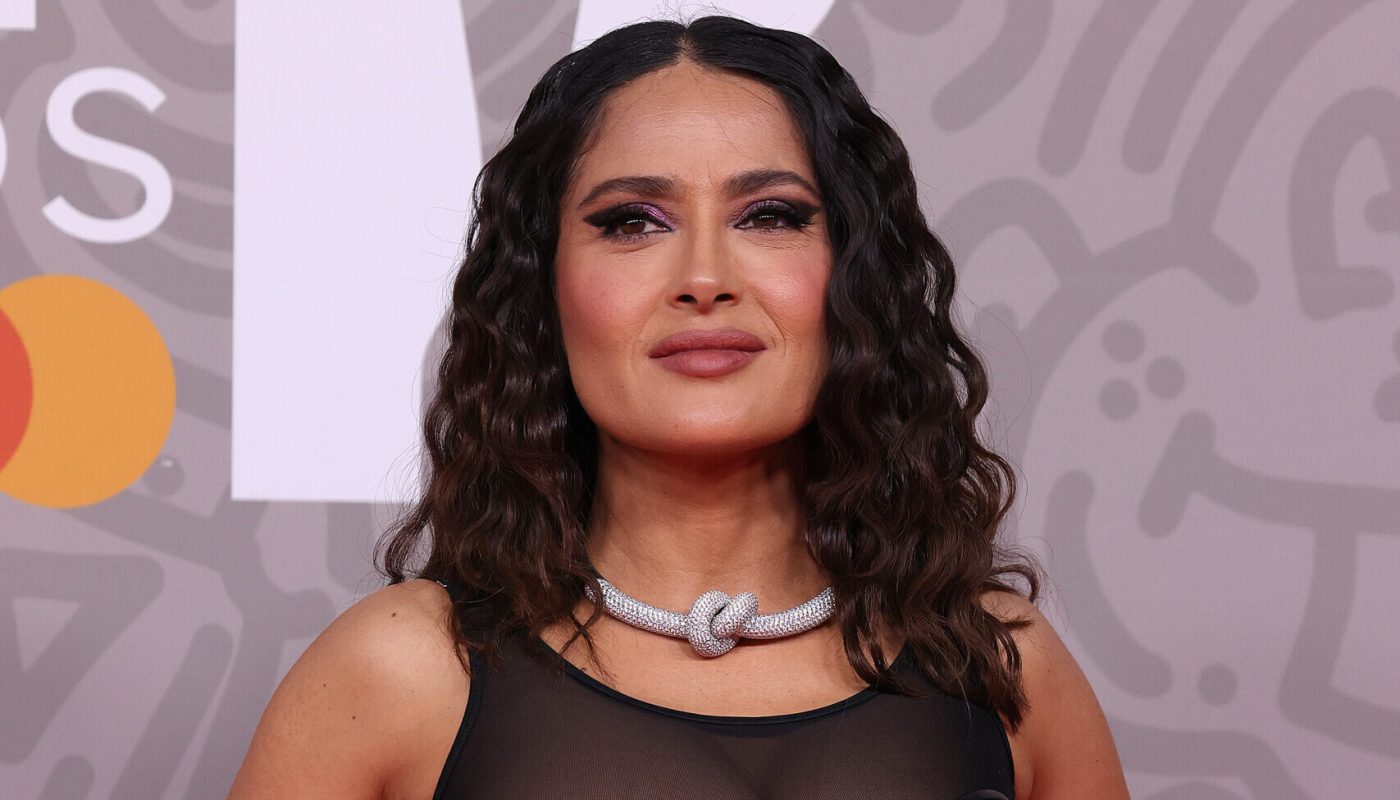 LONDON, ENGLAND - FEBRUARY 11: EDITORIAL USE ONLY Salma Hayek attends The BRIT Awards 2023 at The O2 Arena on February 11, 2023 in London, England. (Photo by Neil Mockford/FilmMagic)